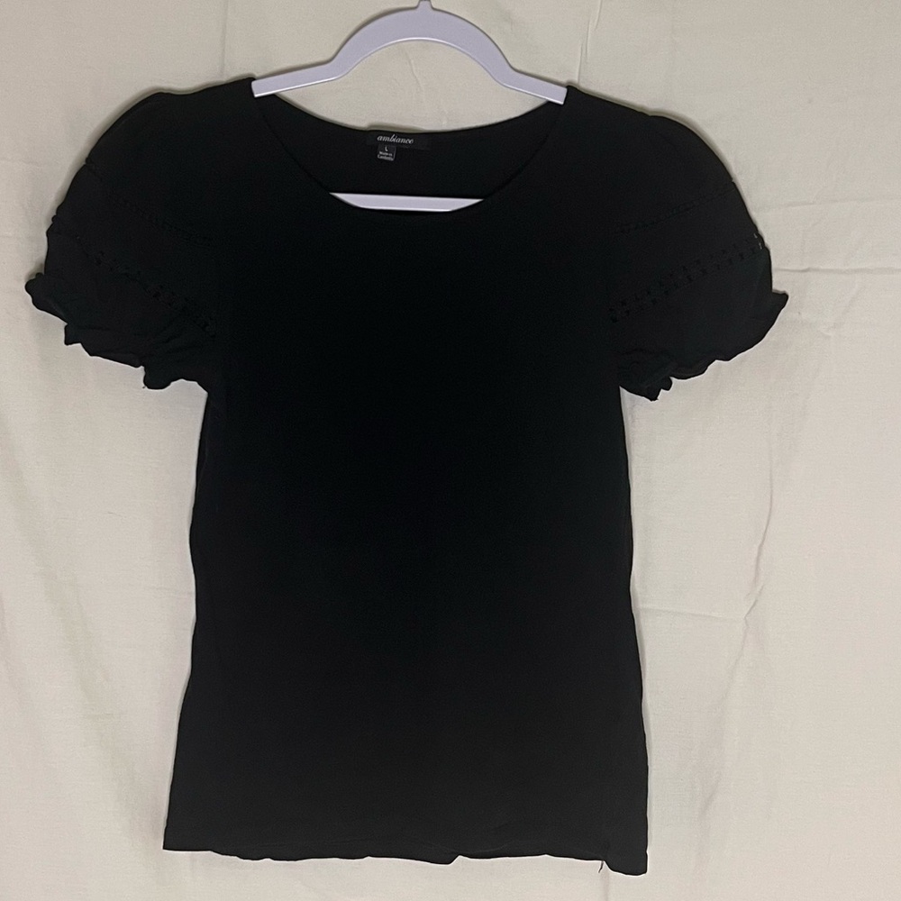 Women's Black Top With Puffy Sleeves